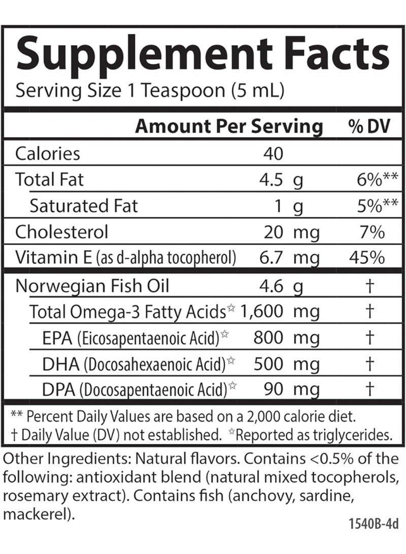 Carlson - The Very Finest Fish Oil, 1600 mg Omega-3s, Liquid Fish Oil Supplement, Norwegian Fish Oil, Wild-Caught, Lemon 200ml - Image 4
